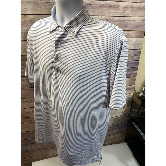 Peter Millar Summer Comfort Performance Golf Shirt Mens M Blue Stripes - Picture 8 of 10